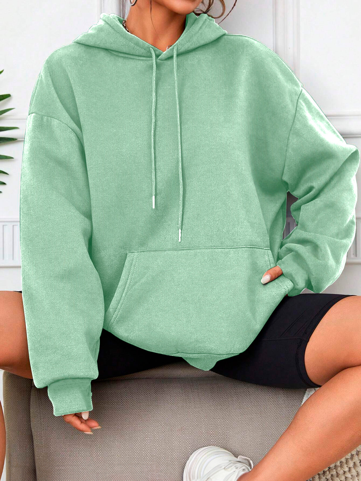 Sudadera con Capucha para Mujer Manga Larga Hoodie sin Cierre