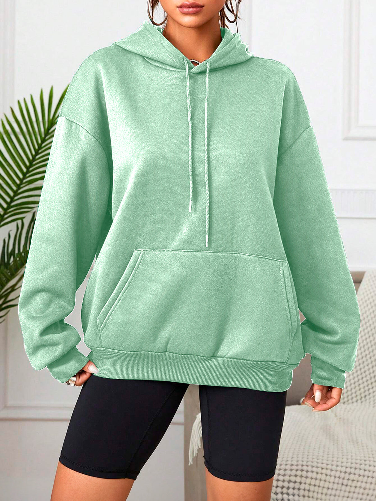 Sudadera con Capucha para Mujer Manga Larga Hoodie sin Cierre