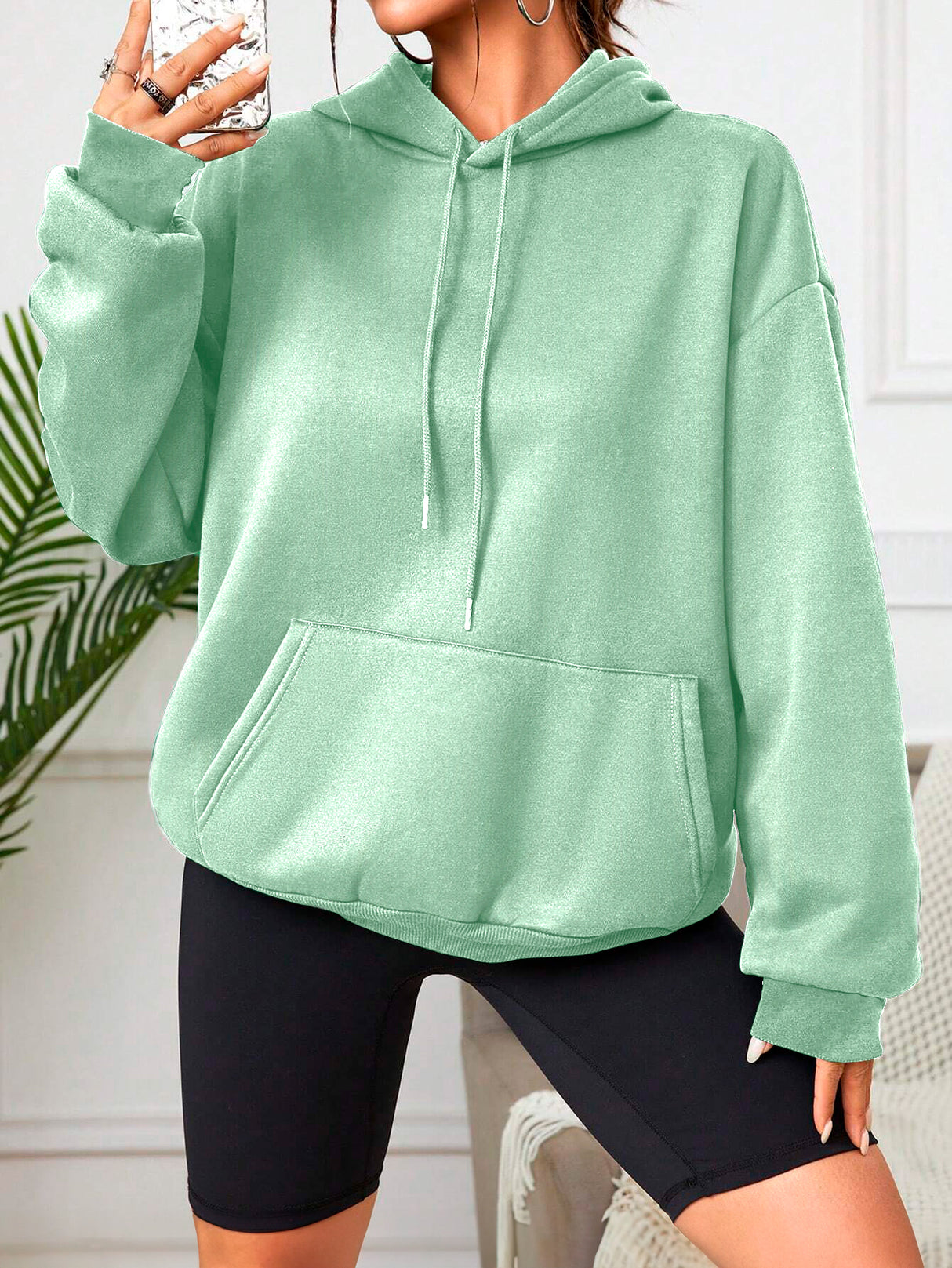Sudadera con Capucha para Mujer Manga Larga Hoodie sin Cierre