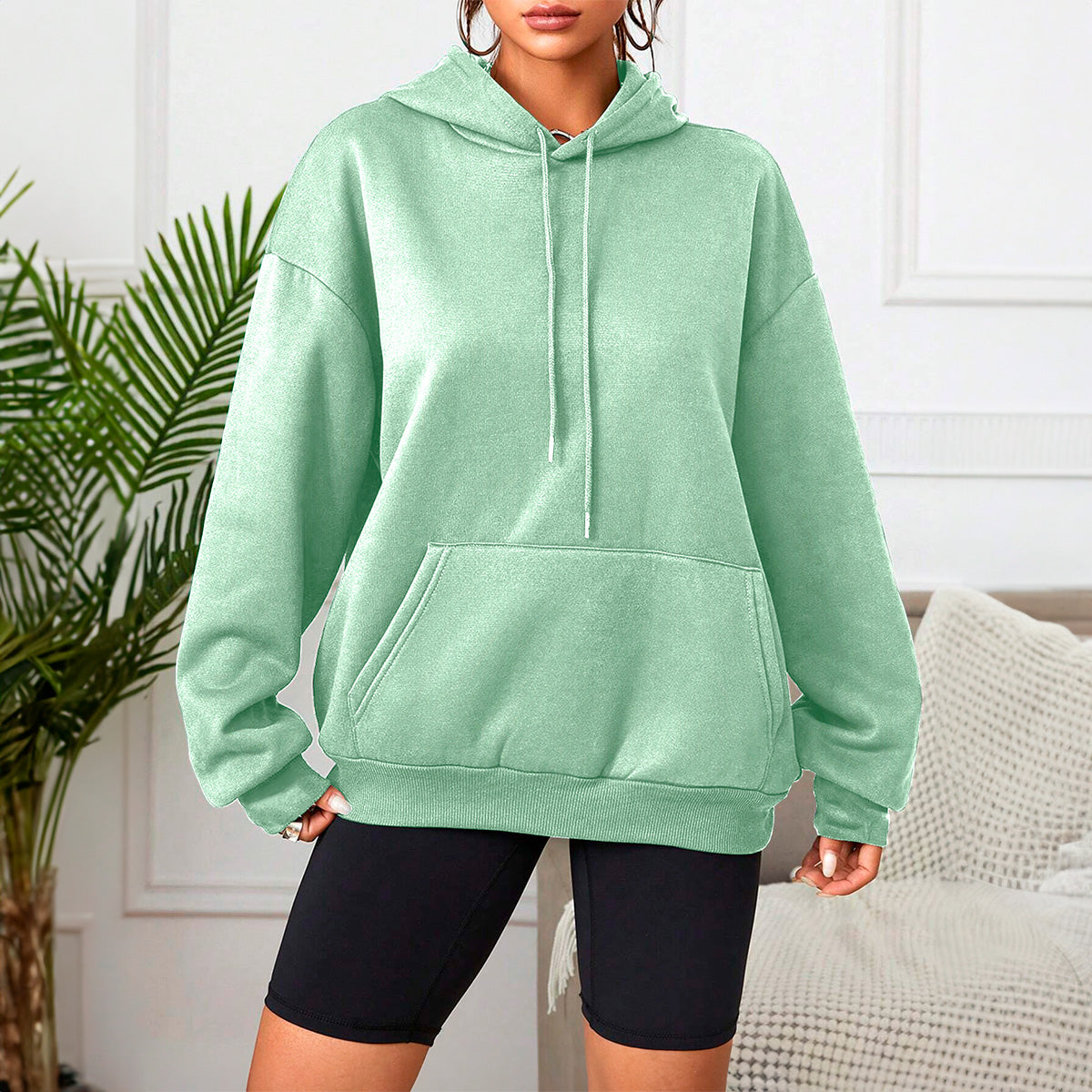 Sudadera con Capucha para Mujer Manga Larga Hoodie sin Cierre