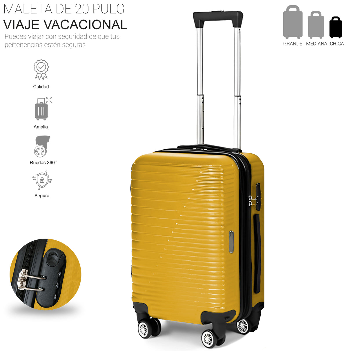 Maleta de Viaje de Mano A Bordo Con Candado De Seguridad