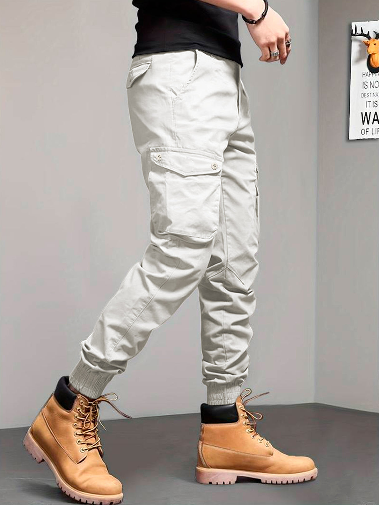 Pantalones Cargo Skinny para Hombre Pantalon tipo Cargo con Bolsas Laterales Mayoreo