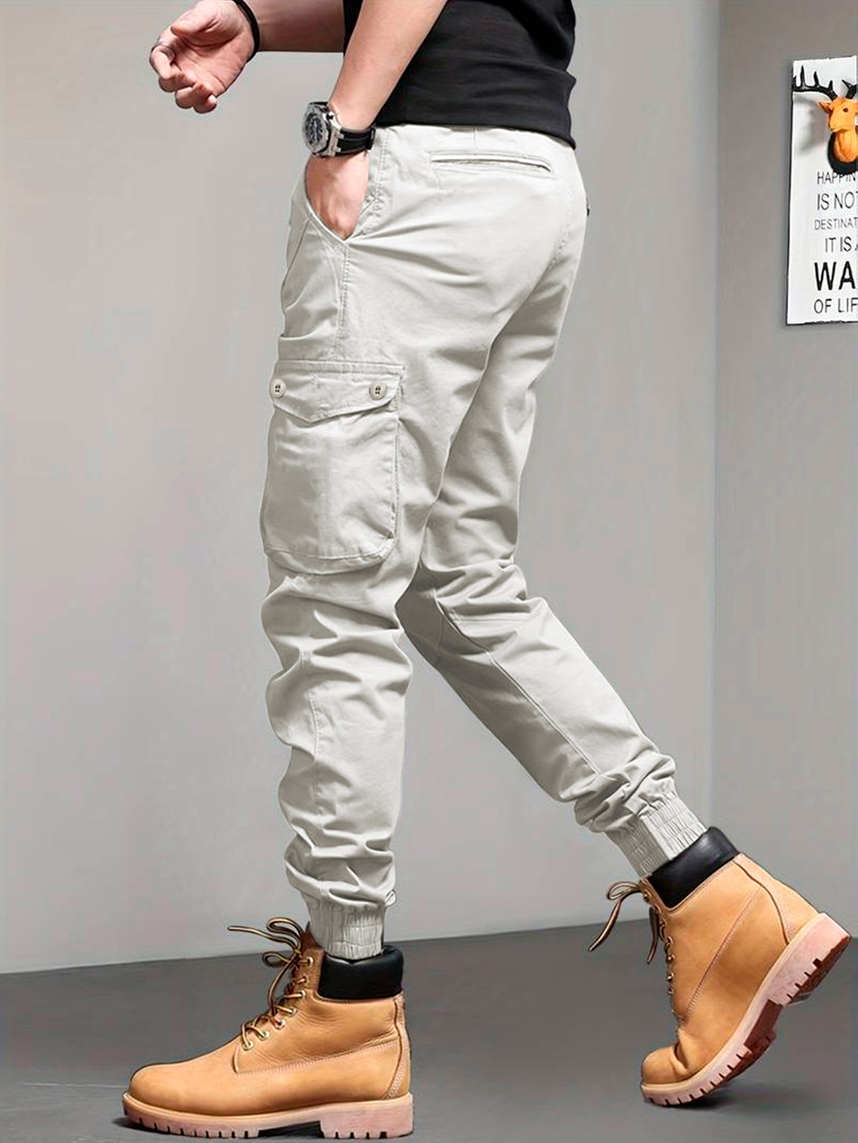 Pantalones Cargo Skinny para Hombre Pantalon tipo Cargo con Bolsas Laterales Mayoreo