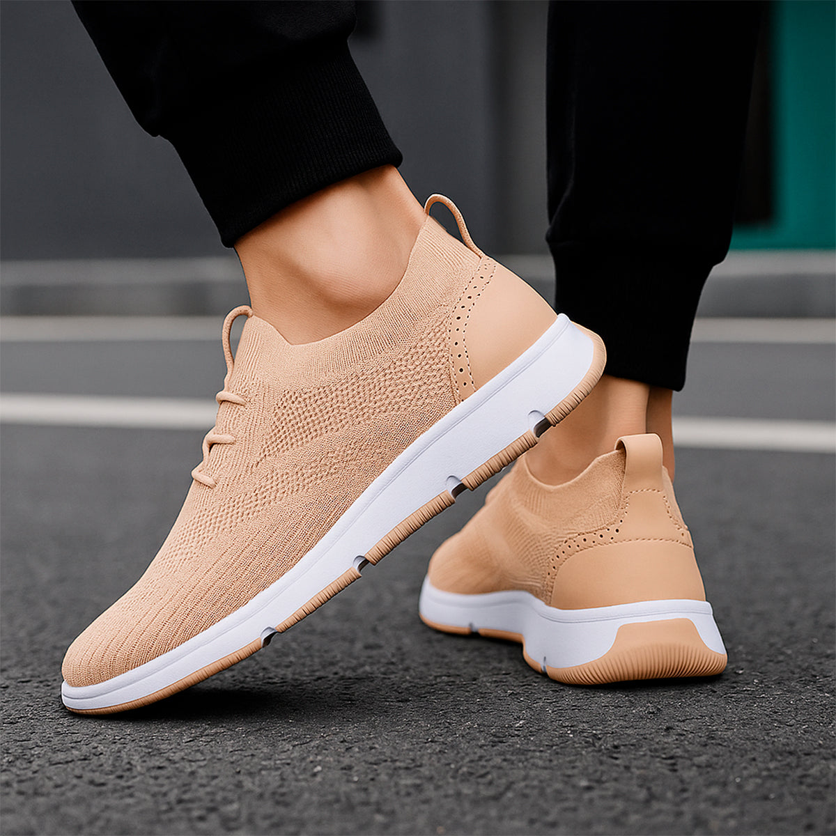 Tenis para hombre cómodo con un diseño de tela y suela antideslizante y flexible Zapatilla para hombre con un diseño cómodo con agujeta clásica transpirable