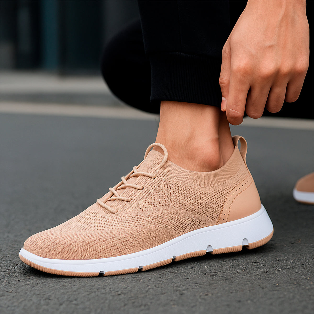 Tenis para hombre cómodo con un diseño de tela y suela antideslizante y flexible Zapatilla para hombre con un diseño cómodo con agujeta clásica transpirable