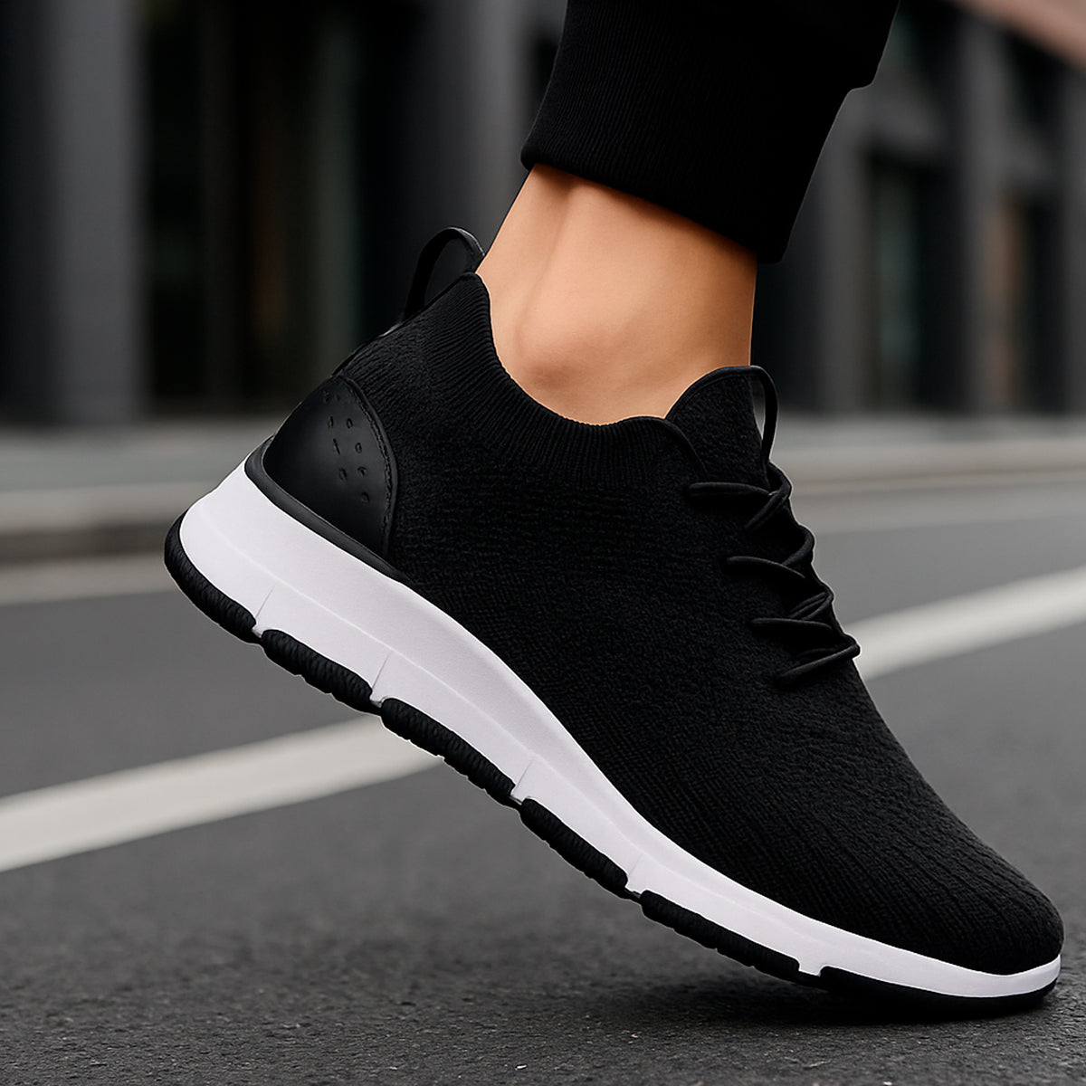 Tenis para hombre cómodo con un diseño de tela y suela antideslizante y flexible Zapatilla para hombre con un diseño cómodo con agujeta clásica transpirable