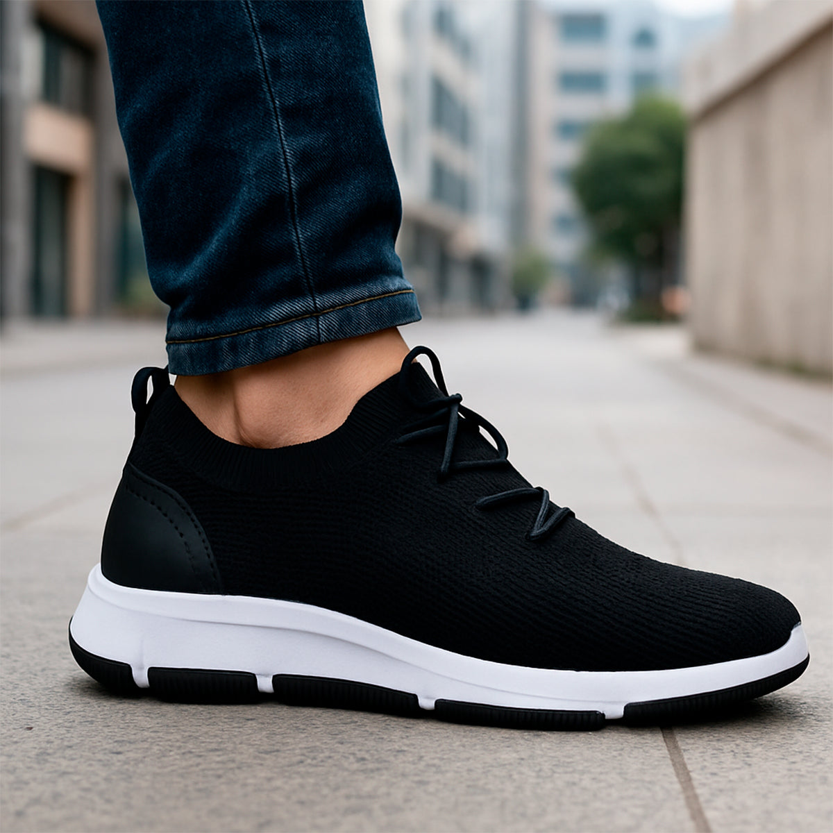 Tenis para hombre cómodo con un diseño de tela y suela antideslizante y flexible Zapatilla para hombre con un diseño cómodo con agujeta clásica transpirable