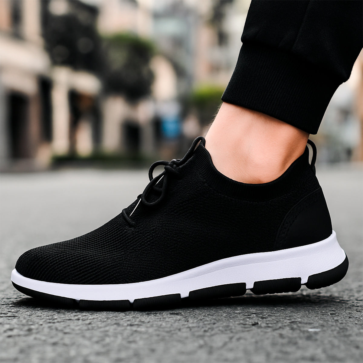 Tenis para hombre cómodo con un diseño de tela y suela antideslizante y flexible Zapatilla para hombre con un diseño cómodo con agujeta clásica transpirable