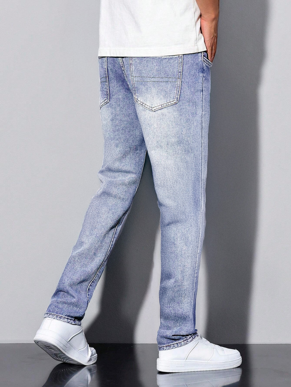 Jeans Clasico Para hombre Pantalon de Mezclilla Corte Regular Recto Slim