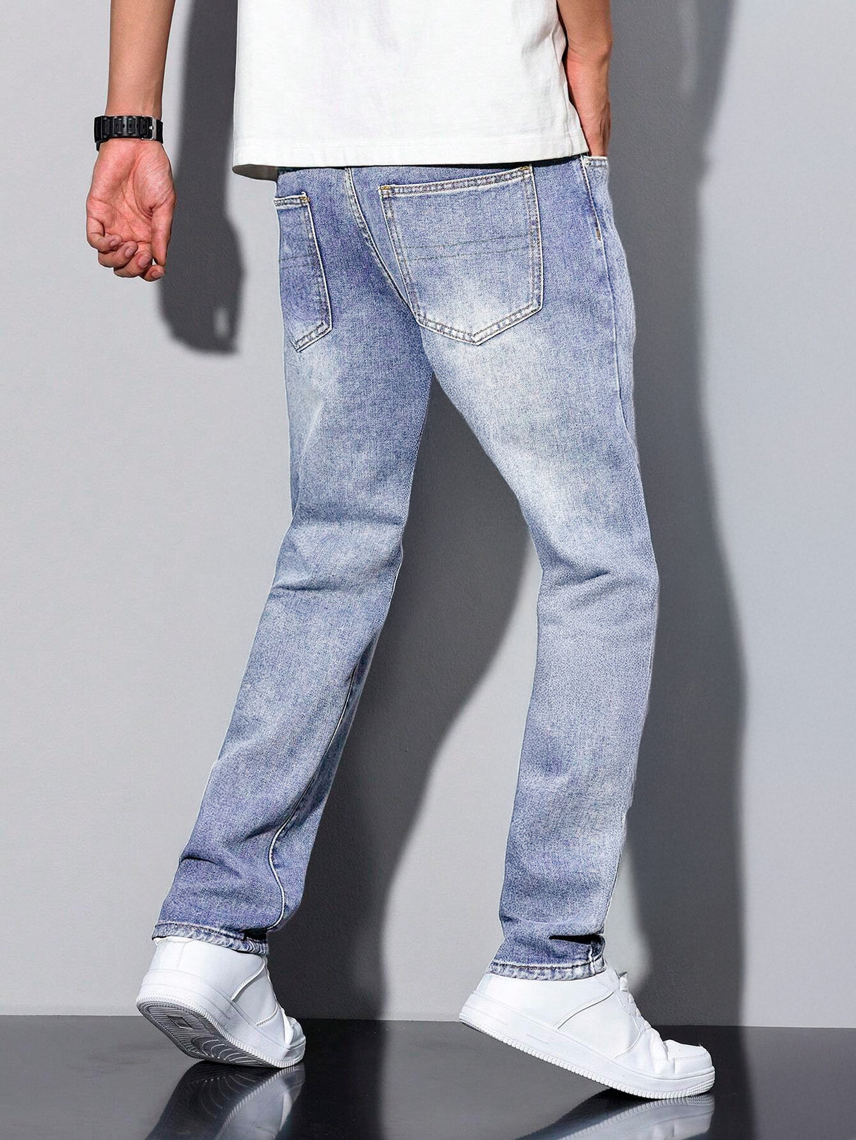 Jeans Clasico Para hombre Pantalon de Mezclilla Corte Regular Recto Slim