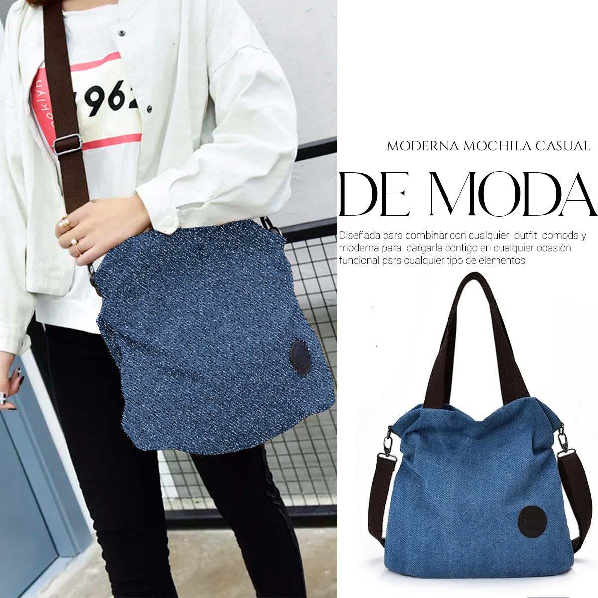 Bolso Tote Multifuncional Para Mujer Estilo Urbano De Moda