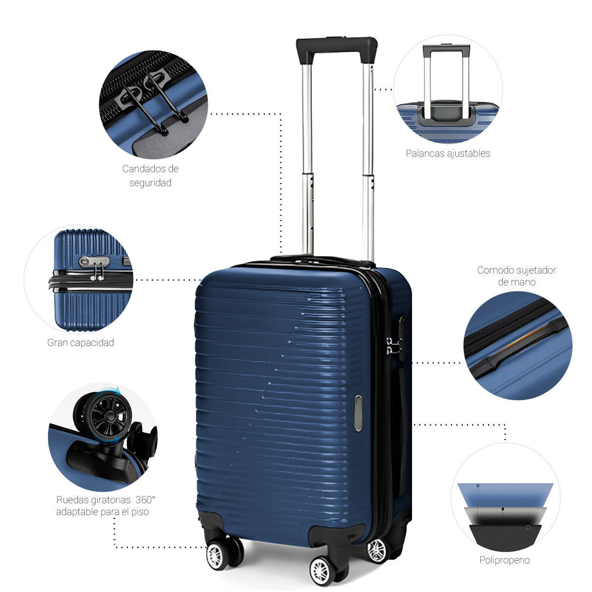 Maleta de Viaje de Mano A Bordo Con Candado De Seguridad