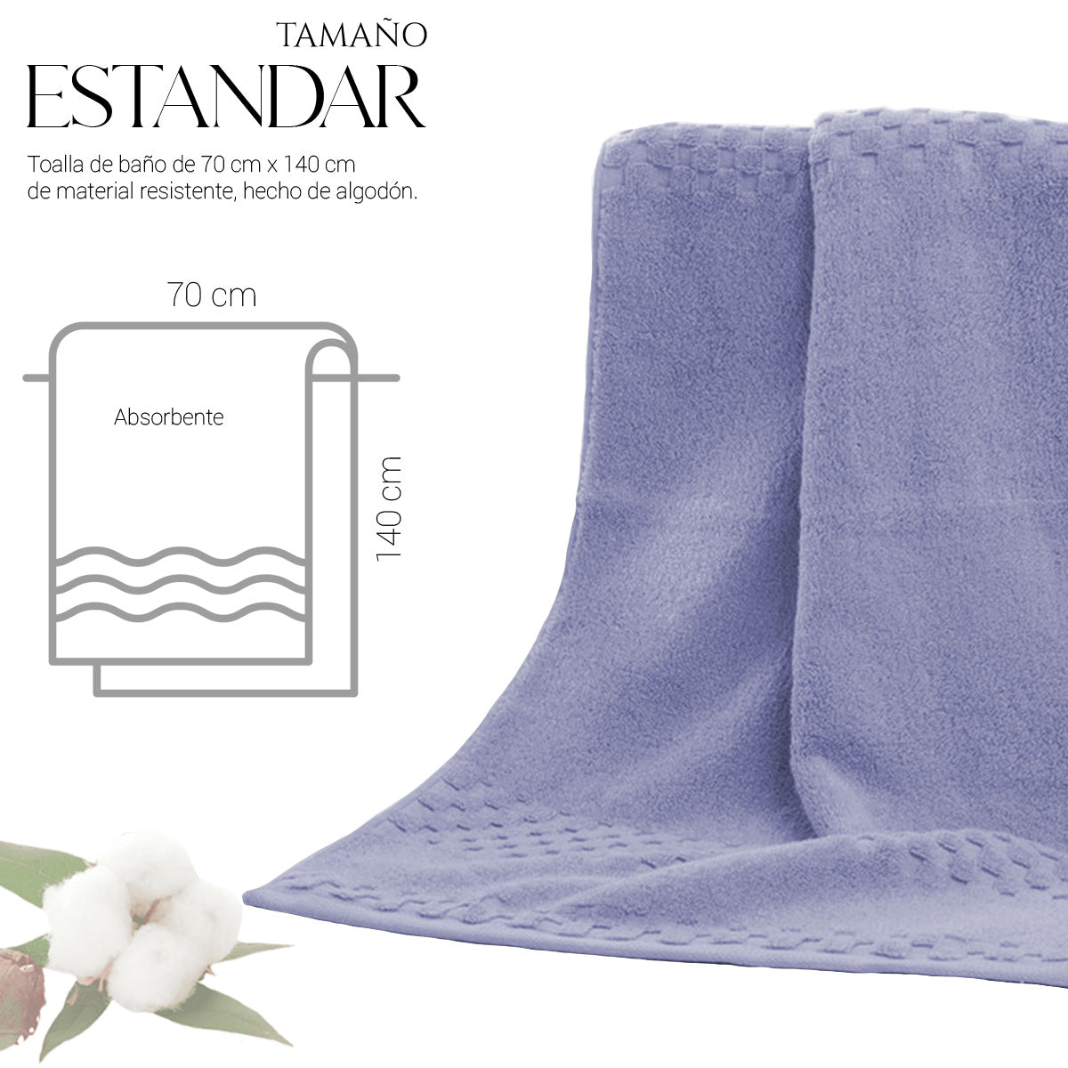 Toalla De Baño Grande Completo 100% Algodón Suave