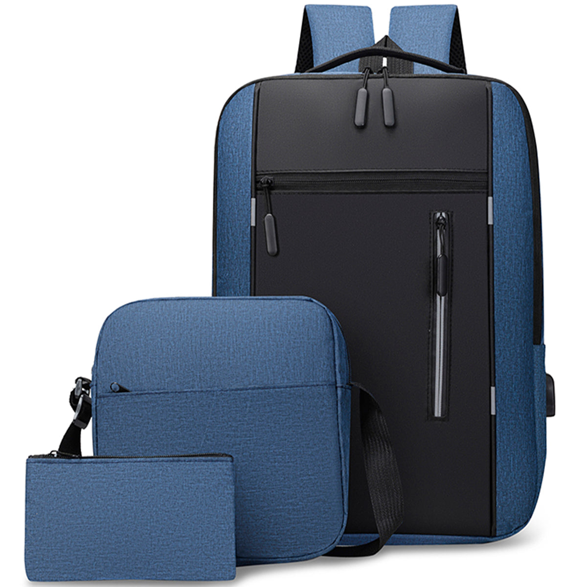 Set Mochila Backpack Con Puerto Usb (3pzas)