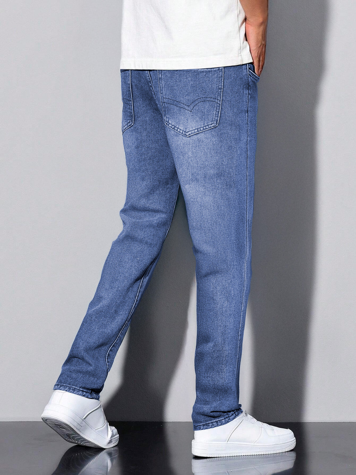 Jeans Clasico Para hombre Pantalon de Mezclilla Corte Regular Recto Slim