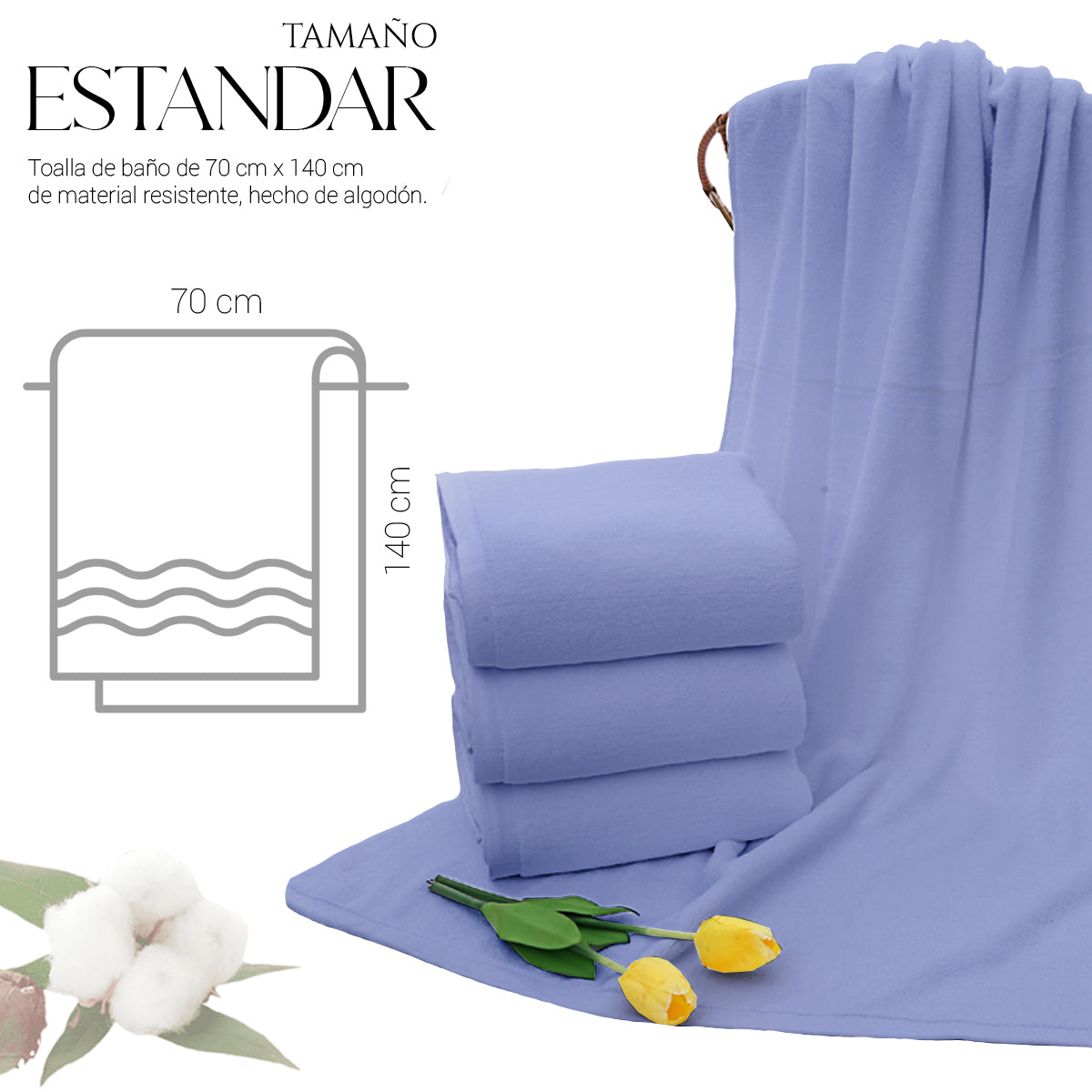 Toalla De Baño Grande Completo 100% Algodón Suave MAYOREO