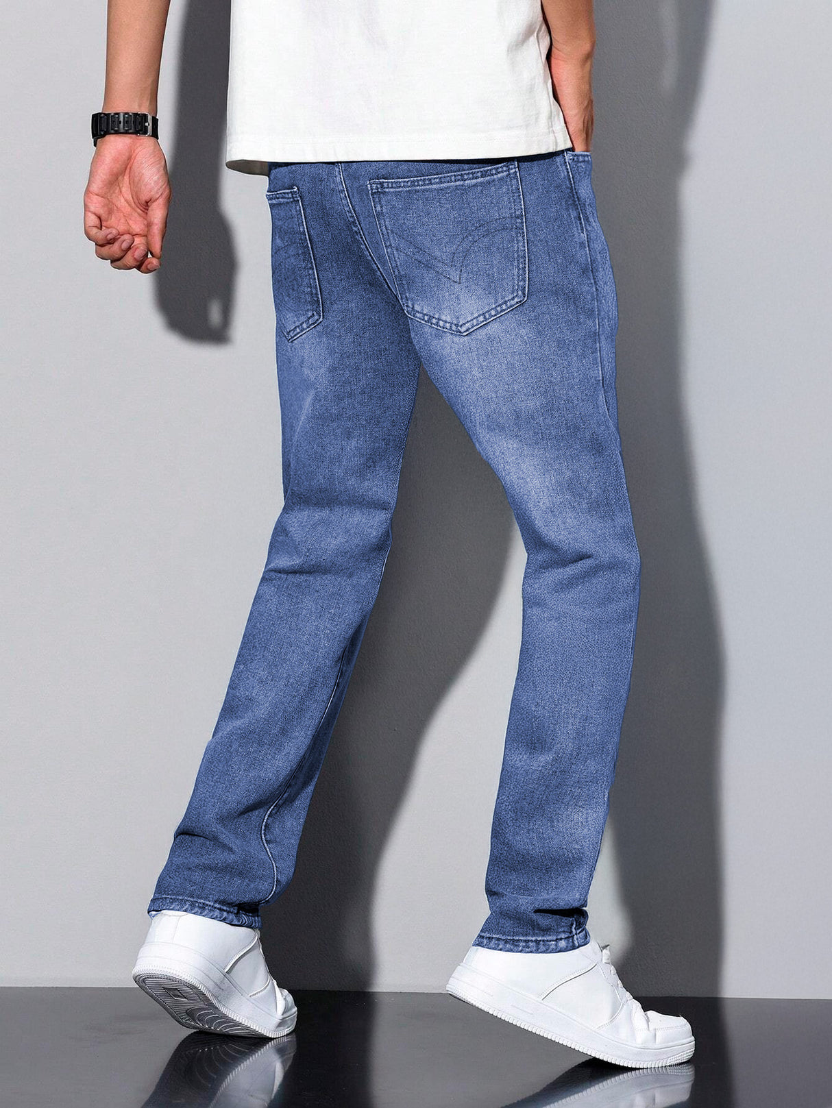 Jeans Clasico Para hombre Pantalon de Mezclilla Corte Regular Recto Slim