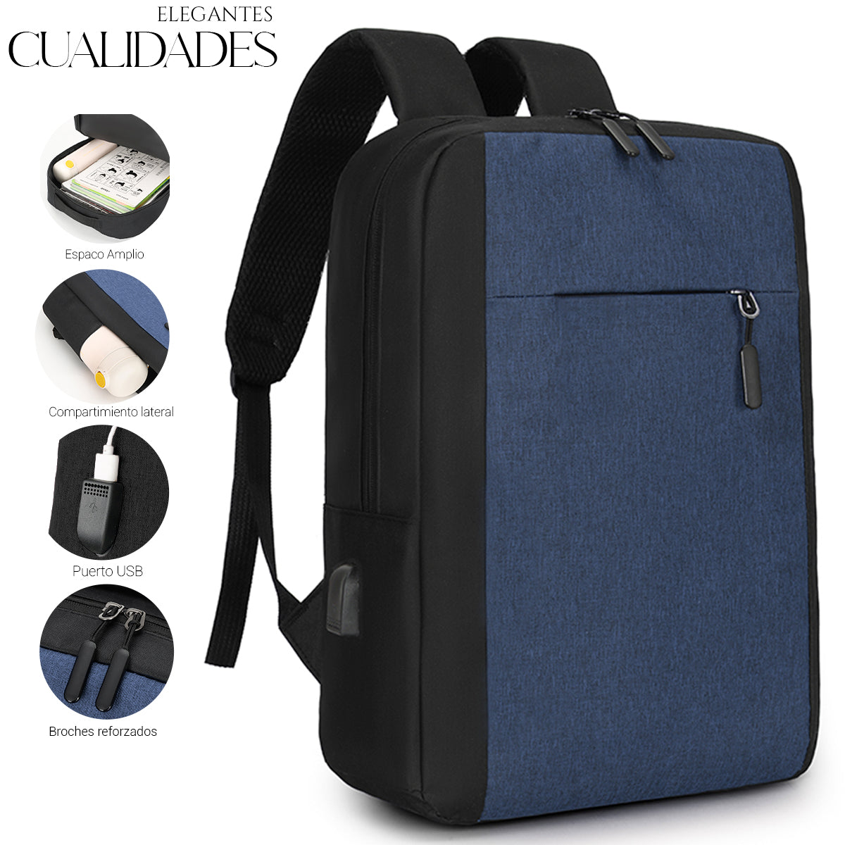 Mochila Backpack Impermeable Set De 3pzs Con Riñonera Y Puerto Usb