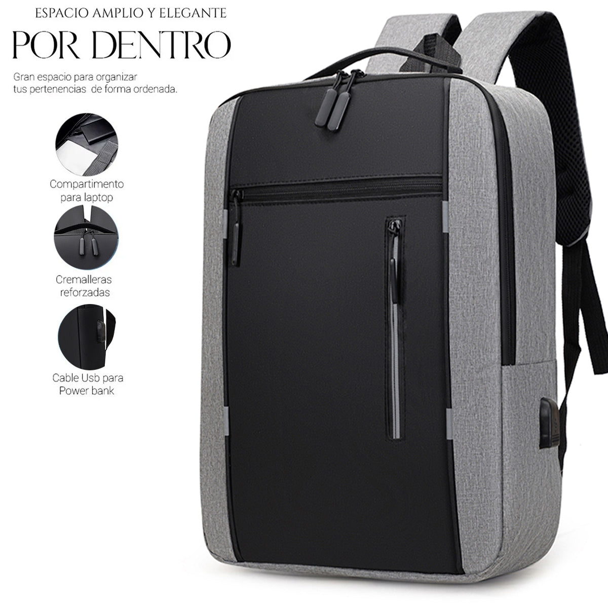 Set Mochila Backpack Con Puerto Usb (3pzas)
