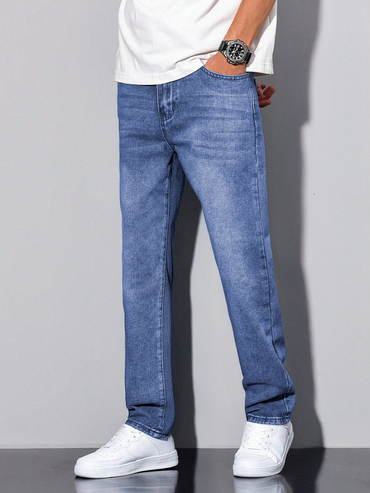 Jeans Clasico Para hombre Pantalon de Mezclilla Corte Regular Recto Slim