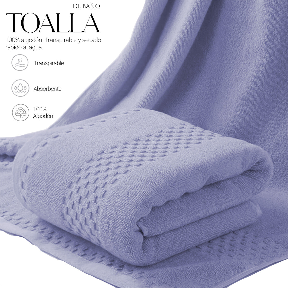 Toalla De Baño Grande Completo 100% Algodón Suave