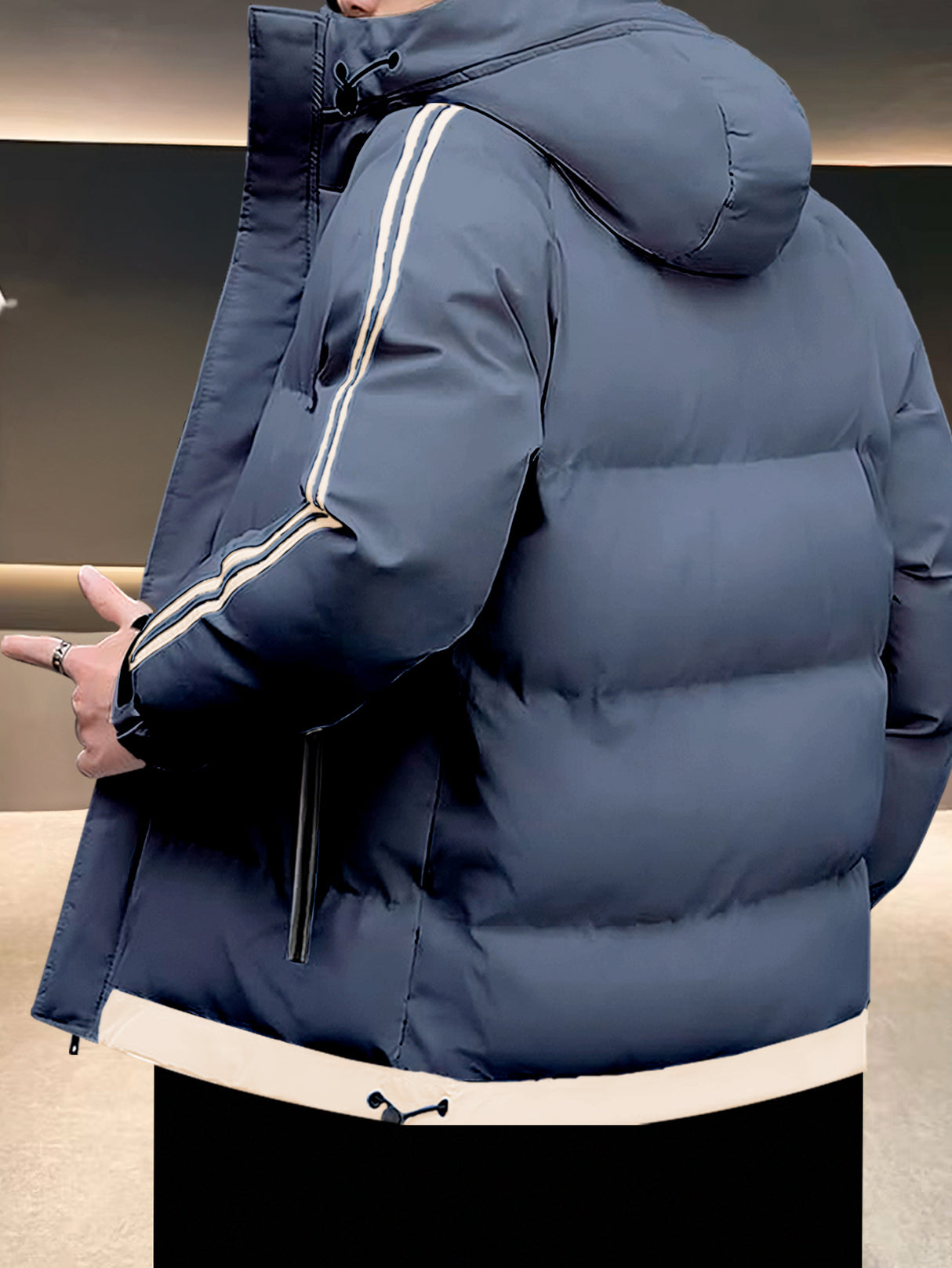 Chamarra para Hombre Impermeable de Invierno, Moderna, Cierre con Capucha, Estilo Casual, Cálida.