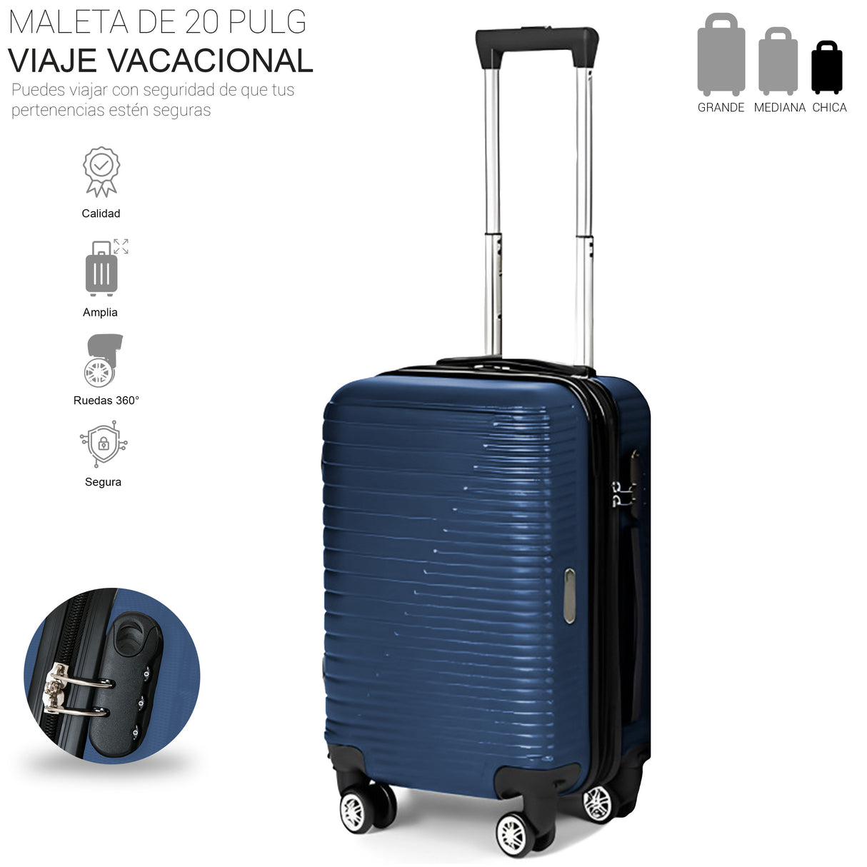 Maleta de Viaje de Mano A Bordo Con Candado De Seguridad