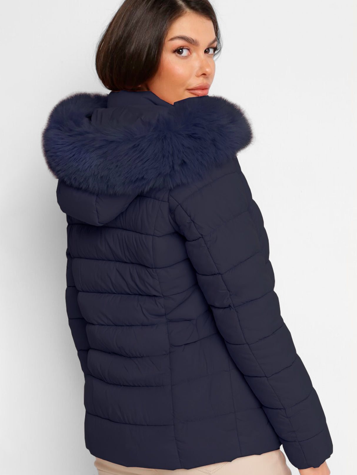 Chamarra Para Mujer Poliéster Cálido Con Cuello Tipo Piel