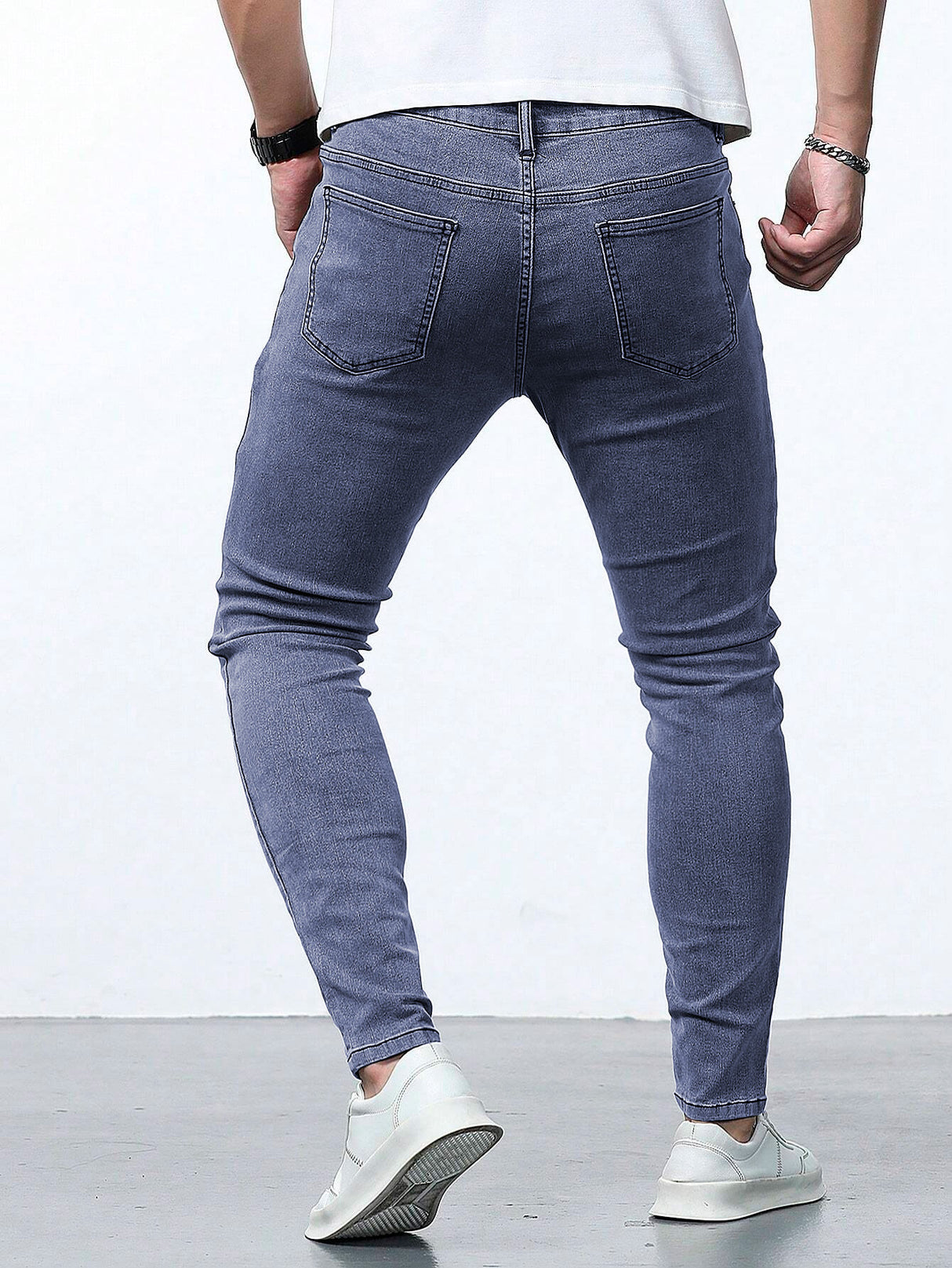 Jeans Ajustados Skinny Fit Pantalón para Hombre de Mezclilla Slim Casual Transpirable