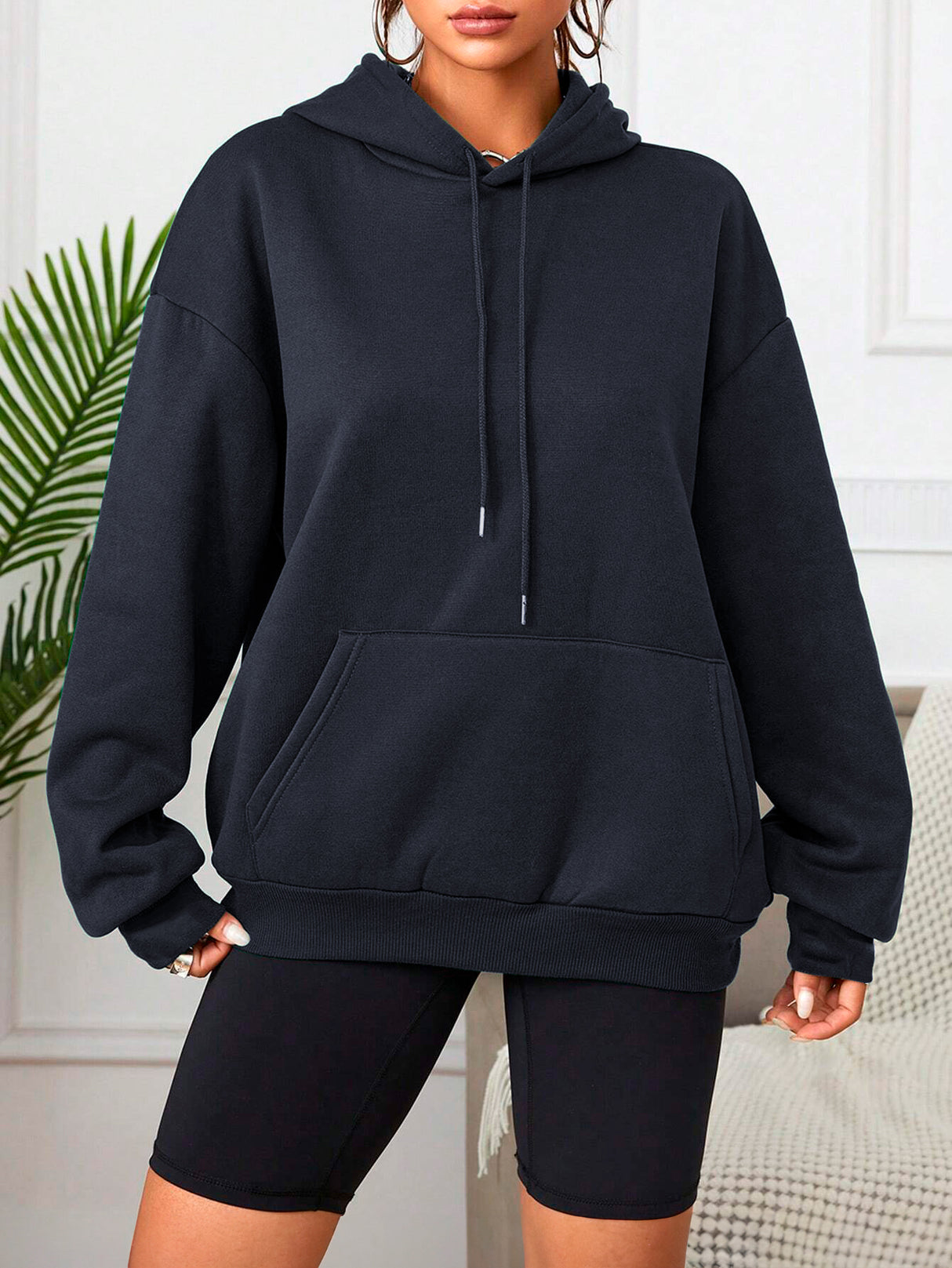 Sudadera con Capucha para Mujer Manga Larga Hoodie sin Cierre