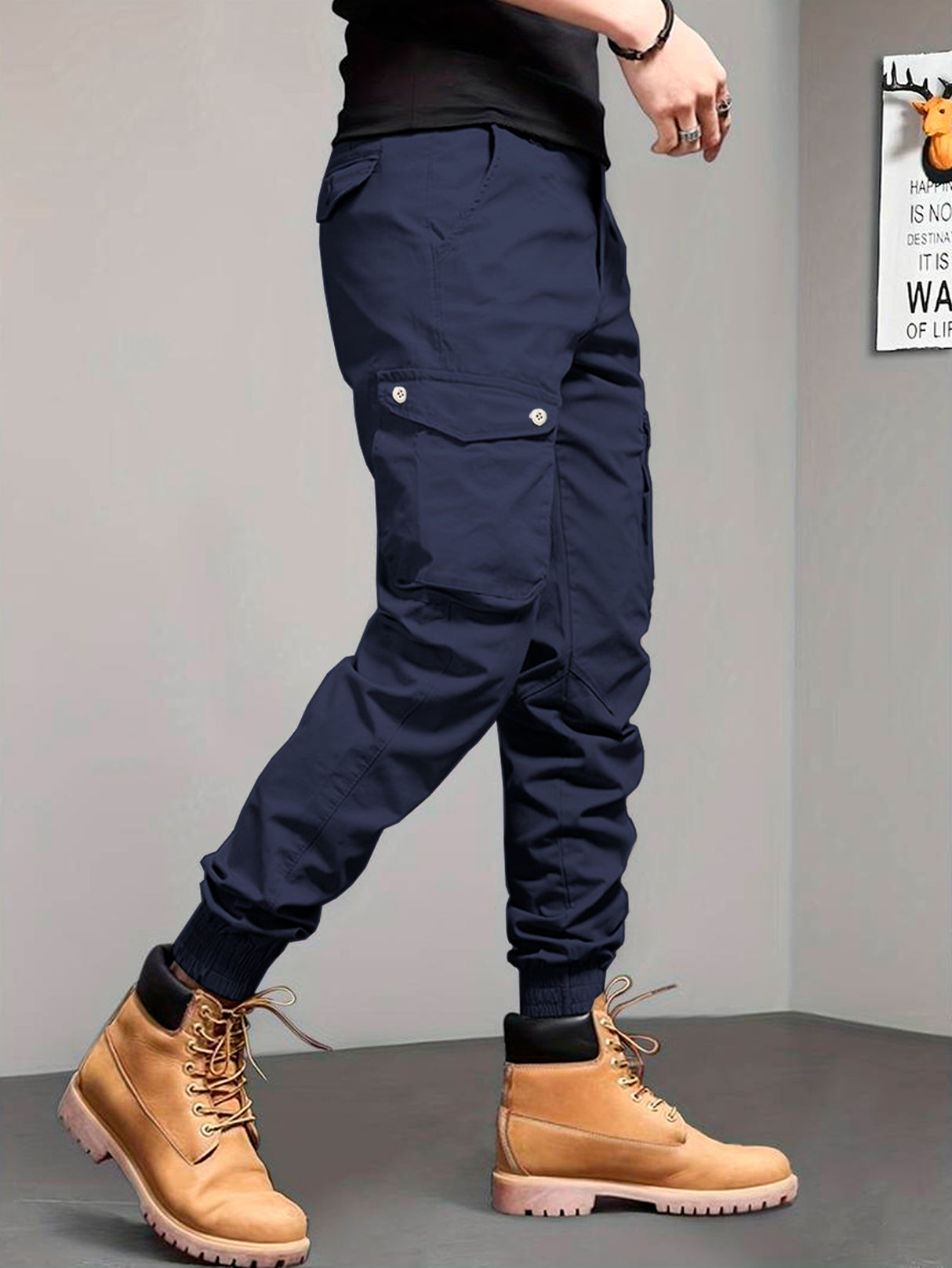 Pantalones Cargo Skinny para Hombre Pantalon tipo Cargo con Bolsas Laterales Mayoreo