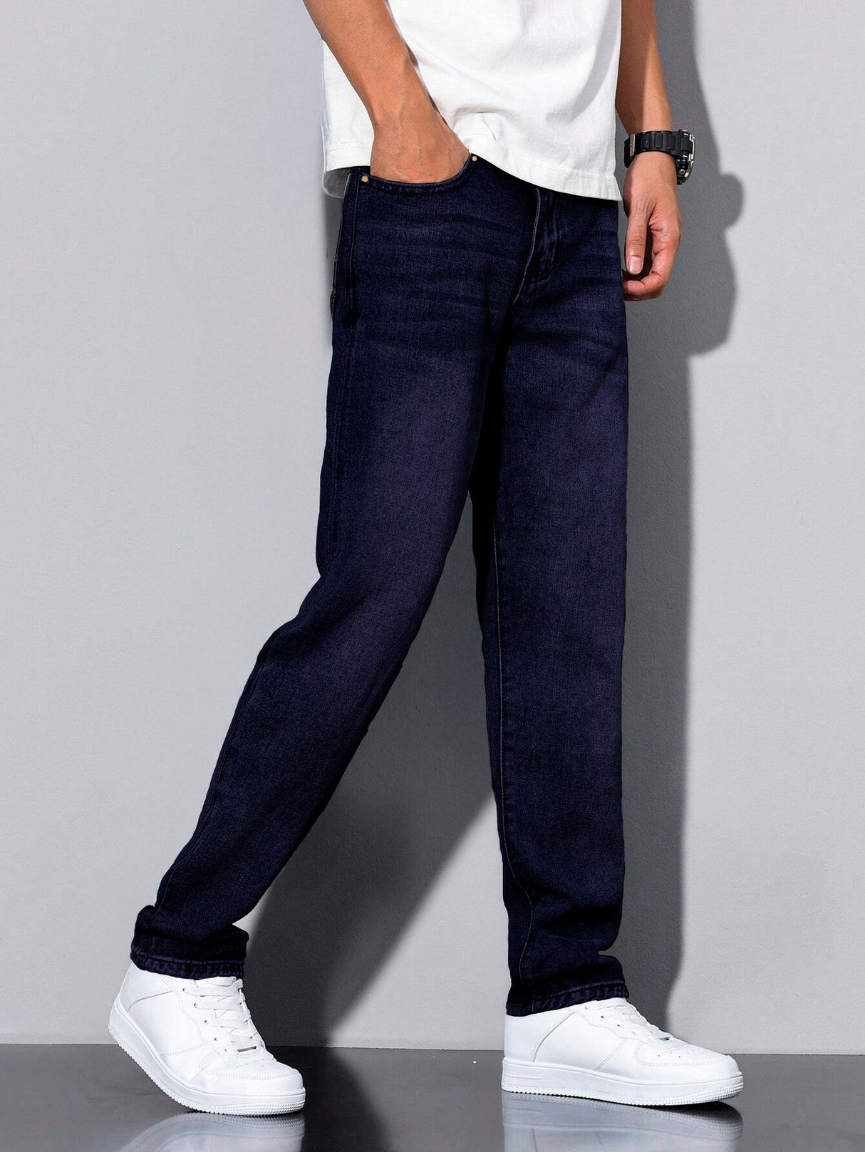 Jeans Clasico Para hombre Pantalon de Mezclilla Corte Regular Recto Slim