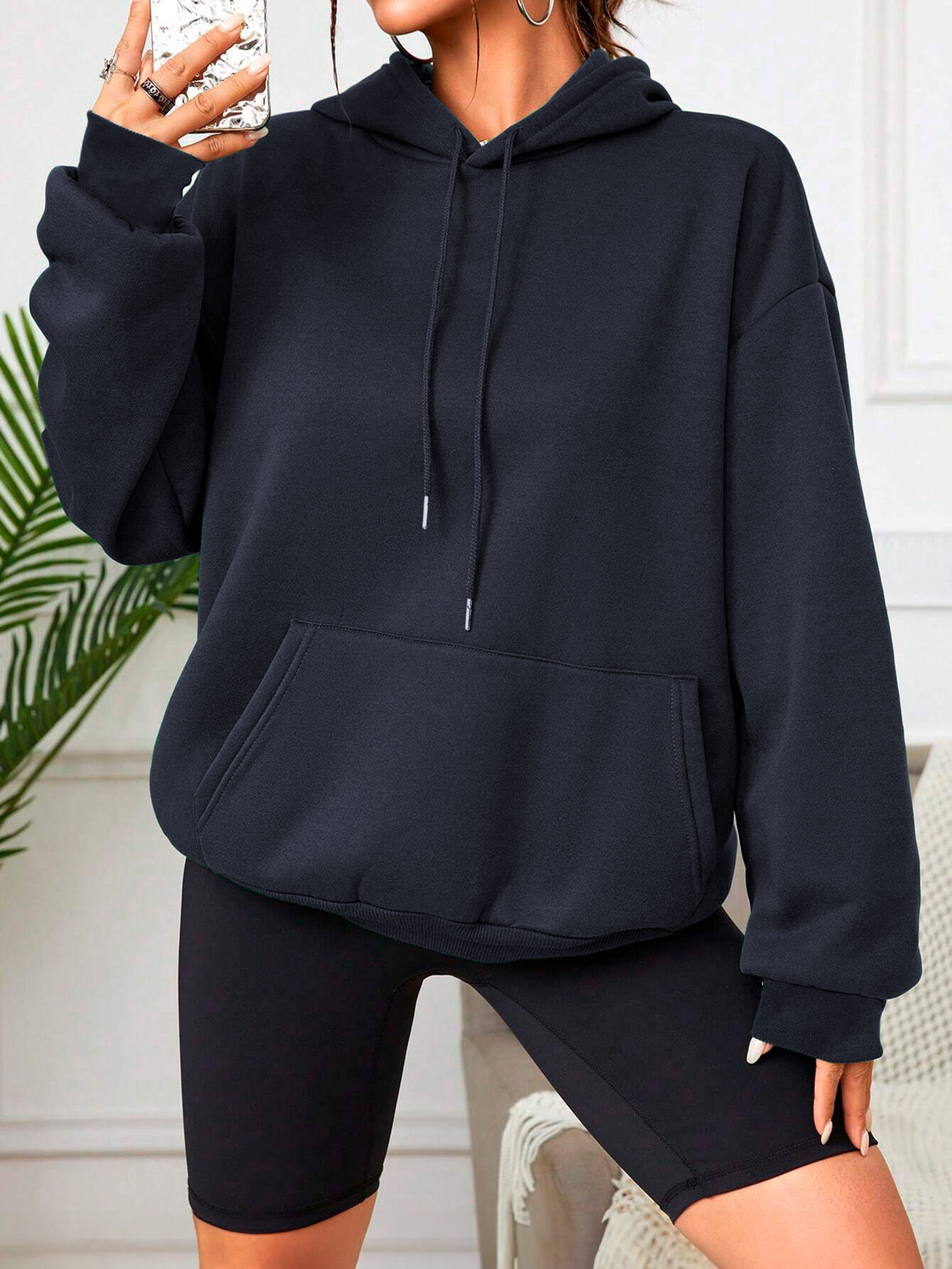 Sudadera con Capucha para Mujer Manga Larga Hoodie sin Cierre