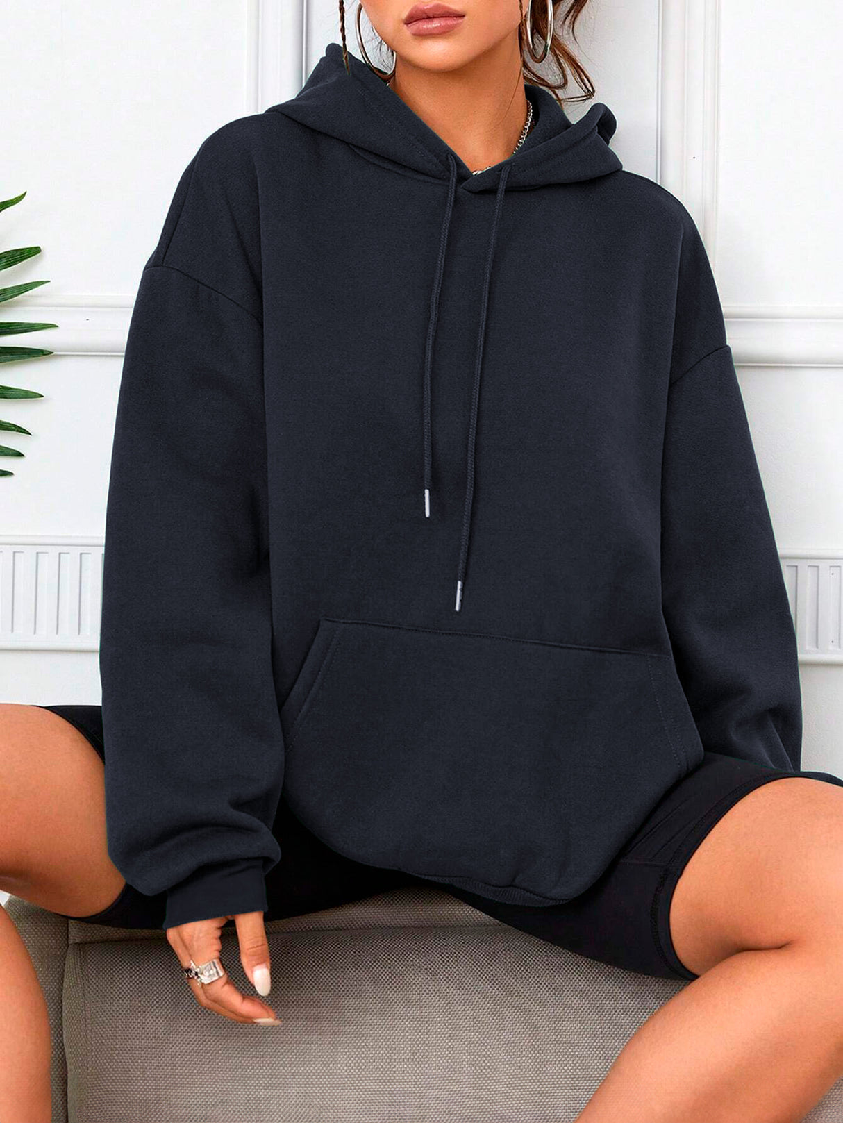 Sudadera con Capucha para Mujer Manga Larga Hoodie sin Cierre