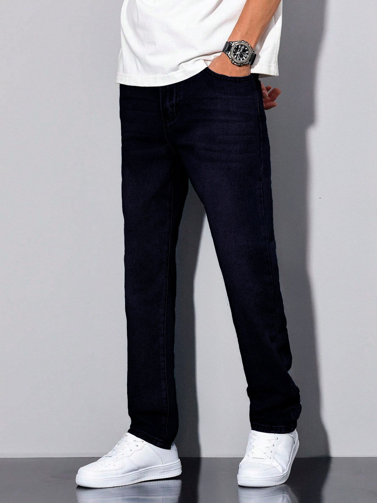 Jeans Clasico Para hombre Pantalon de Mezclilla Corte Regular Recto Slim