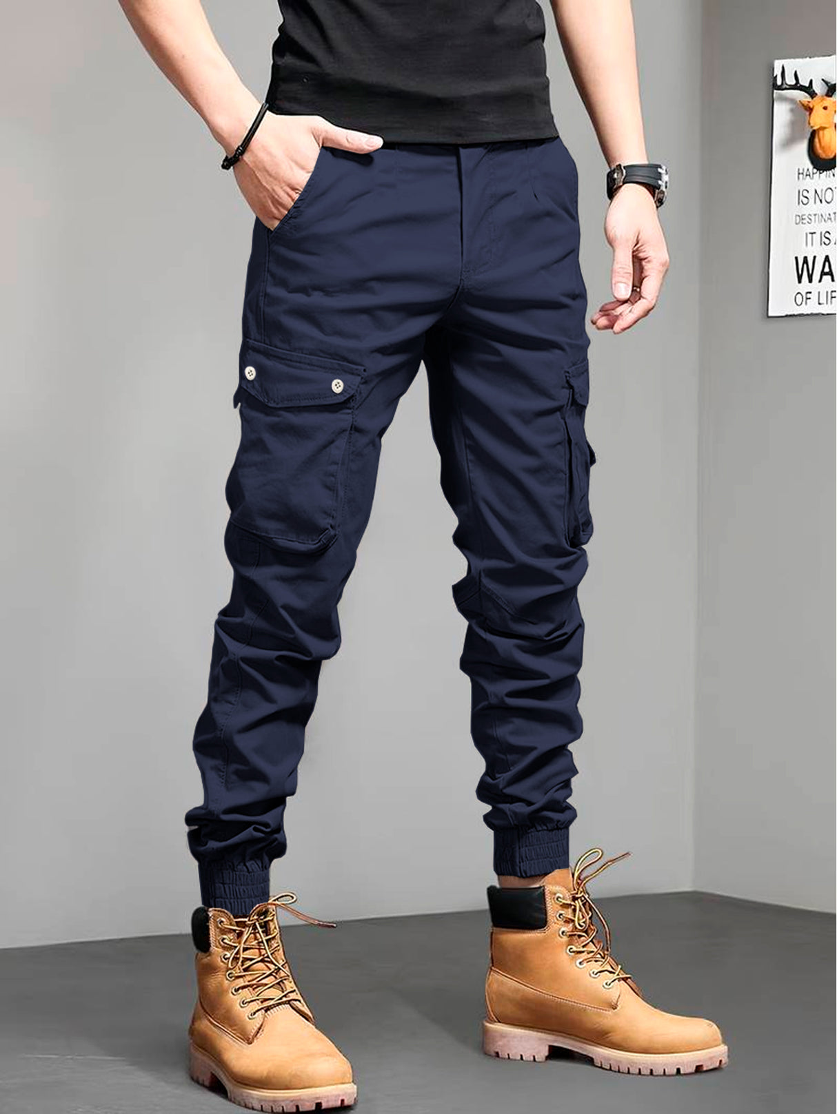 Pantalones Cargo Skinny para Hombre Pantalon tipo Cargo con Bolsas Laterales Mayoreo