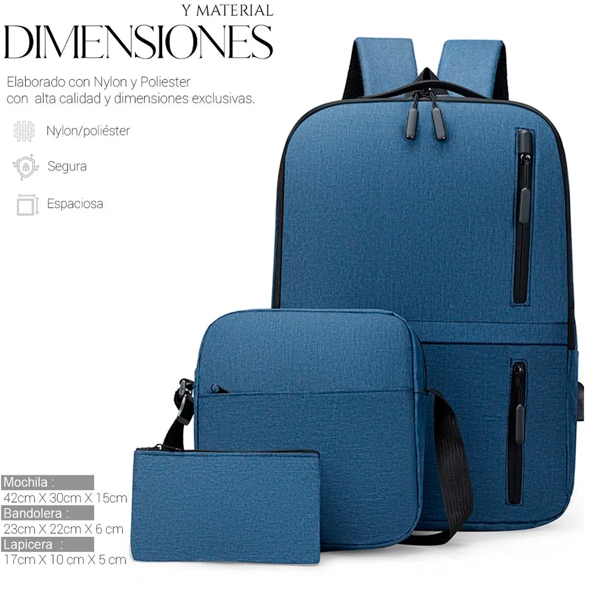 Set Mochila Backpack (3pzas)