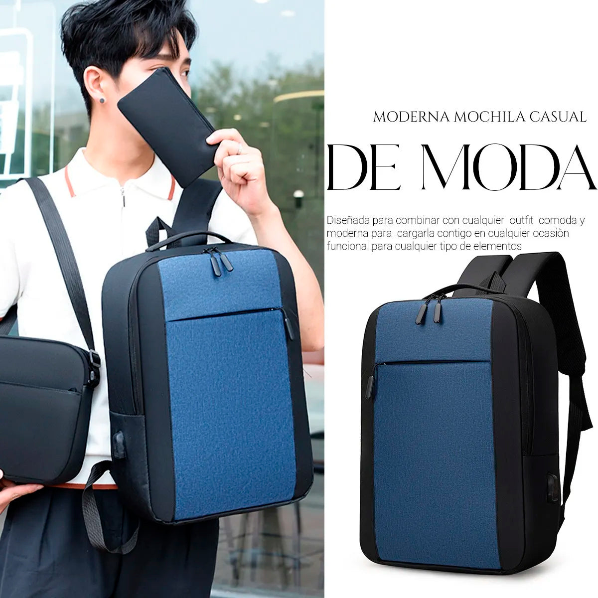 Set Mochila Backpack Con Puerto Usb (3pzas)