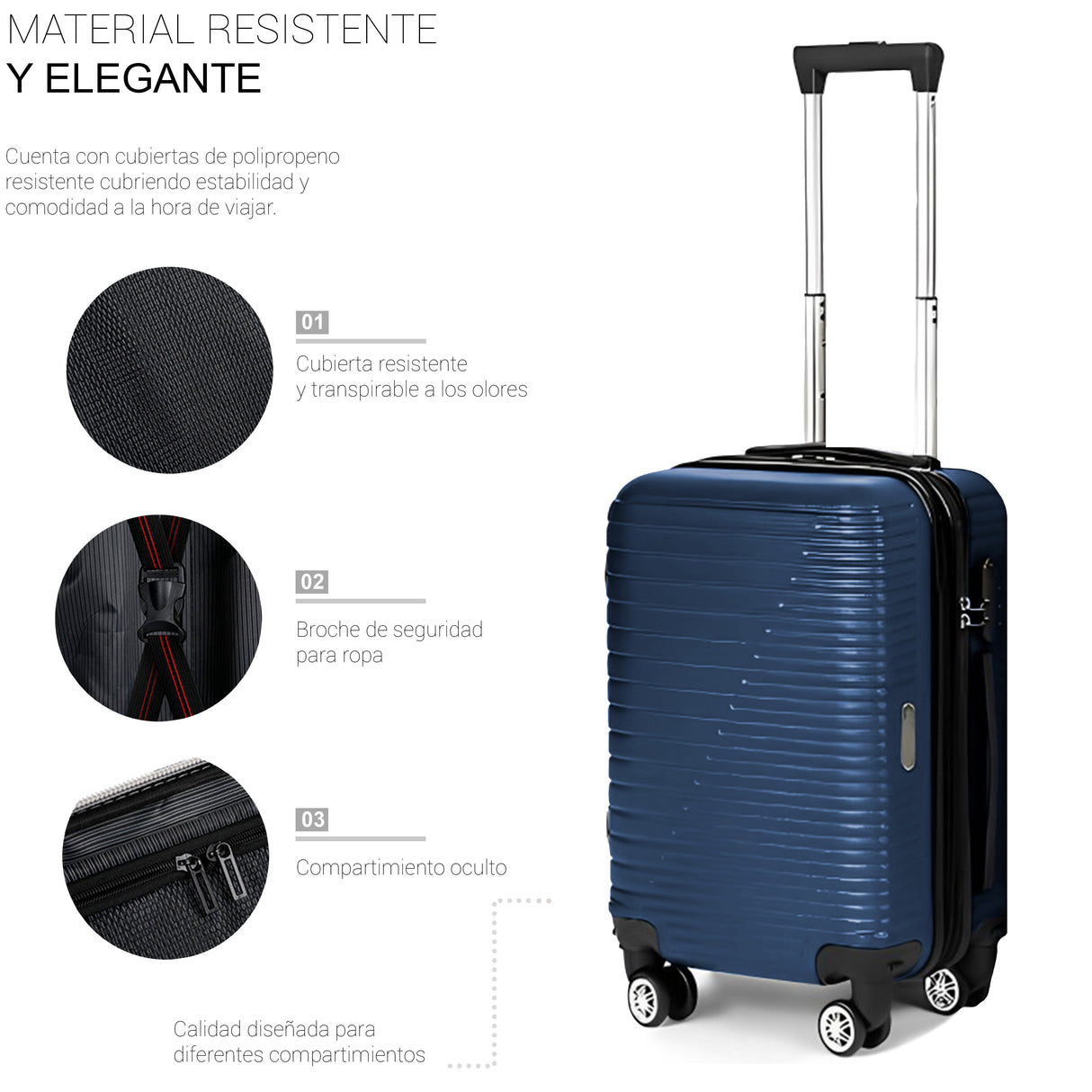 Maleta de Viaje de Mano A Bordo Con Candado De Seguridad