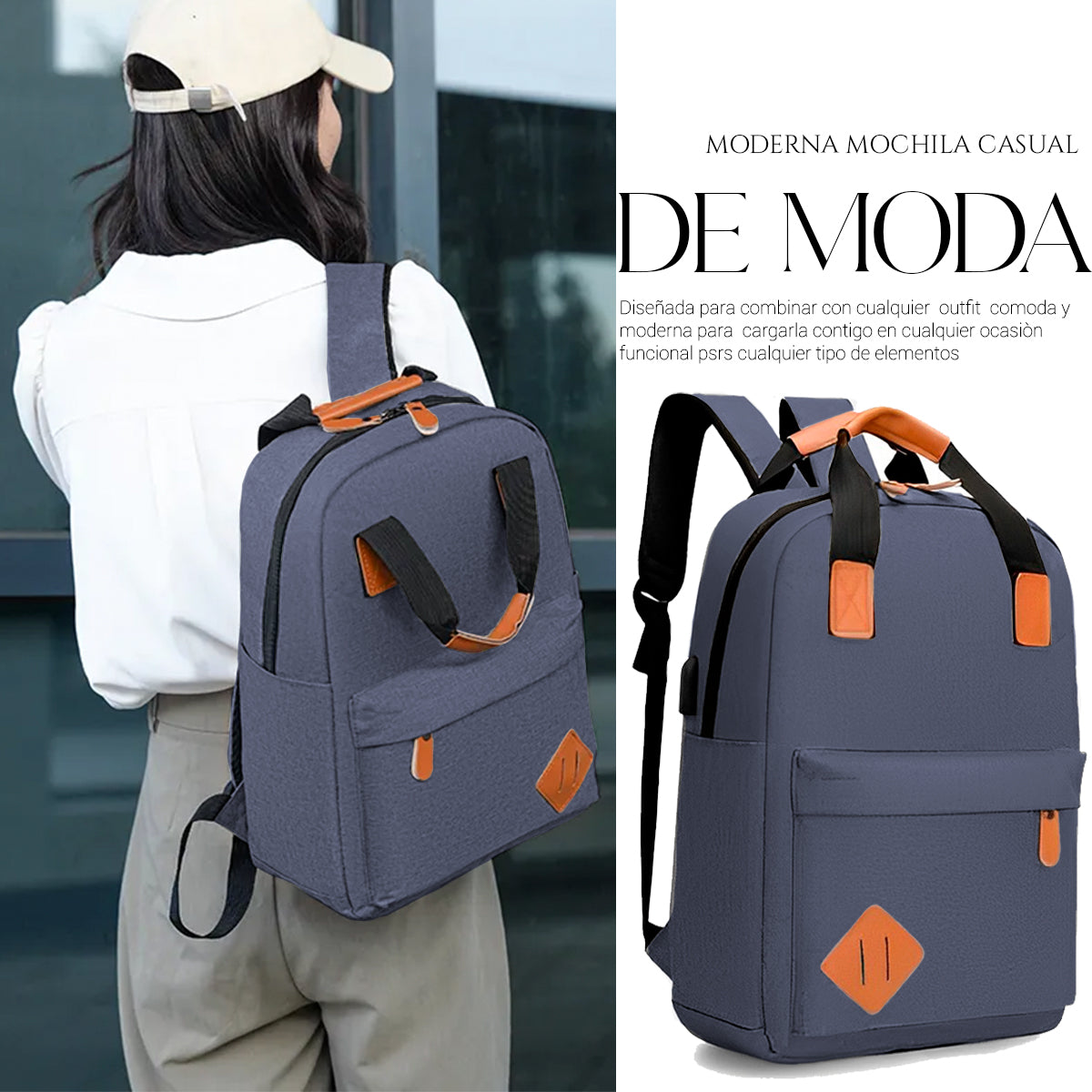 Mochila Backpack Impermeable Set De 3pzs Con Riñonera Y Puerto Usb