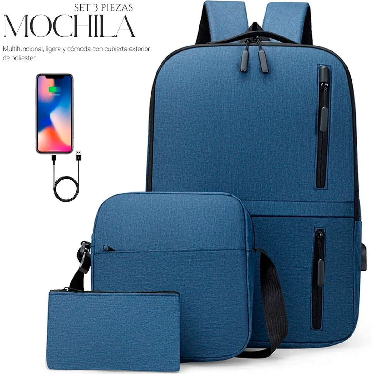Set Mochila Backpack (3pzas)