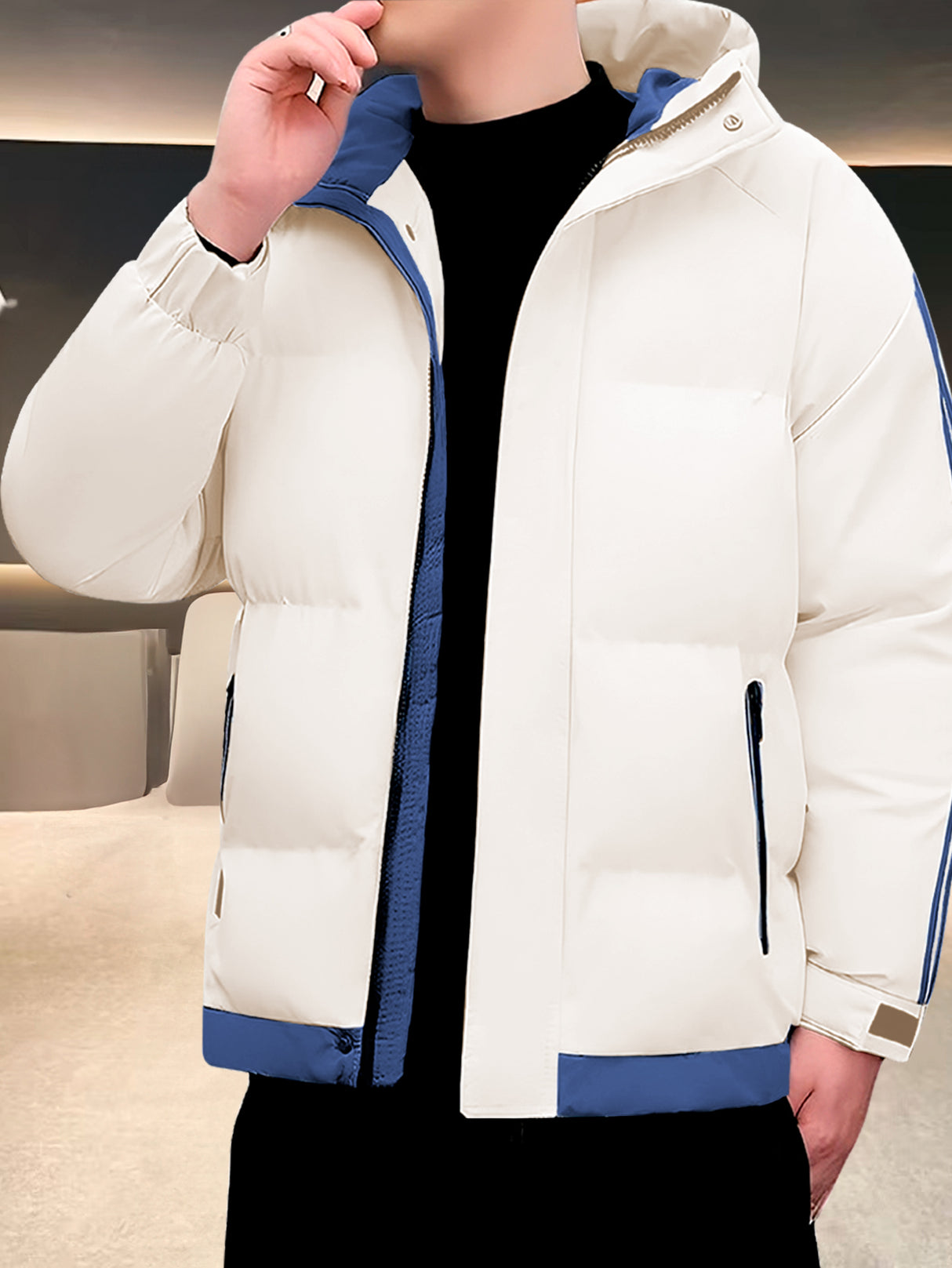 Chamarra para Hombre Impermeable de Invierno, Moderna, Cierre con Capucha, Estilo Casual, Cálida.