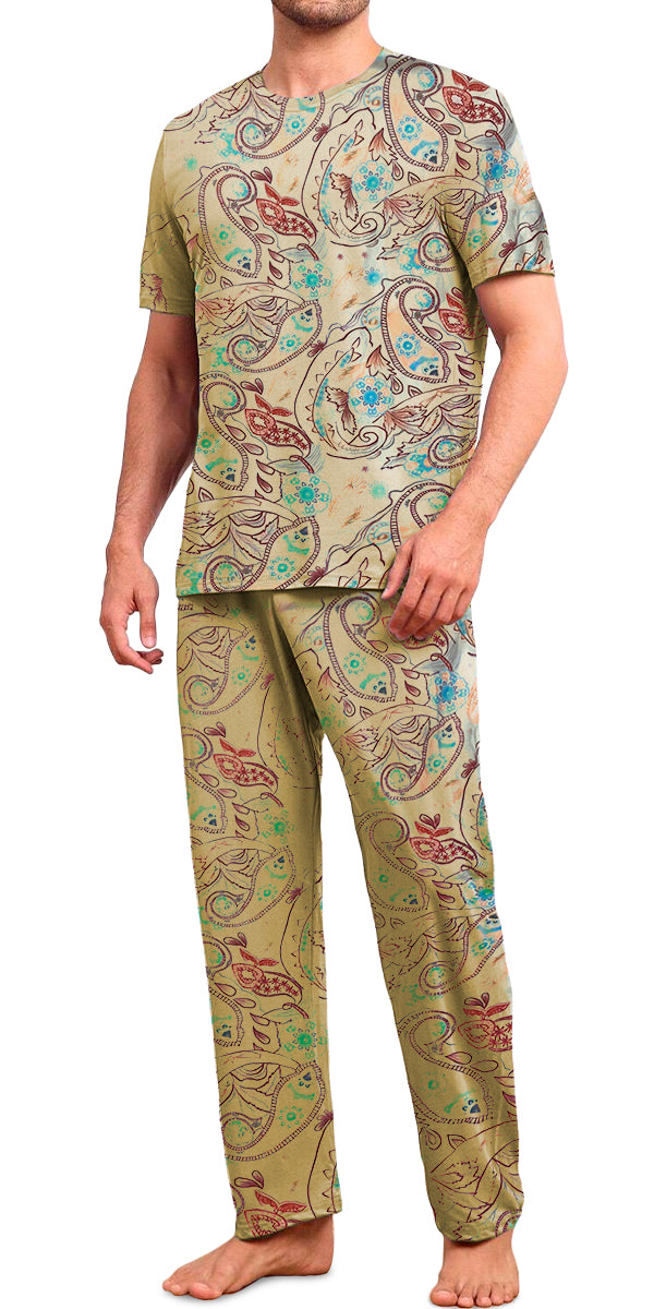 Conjunto de Pijama Para Hombre Elegante Camisa Pantalon Comodo para Dormir