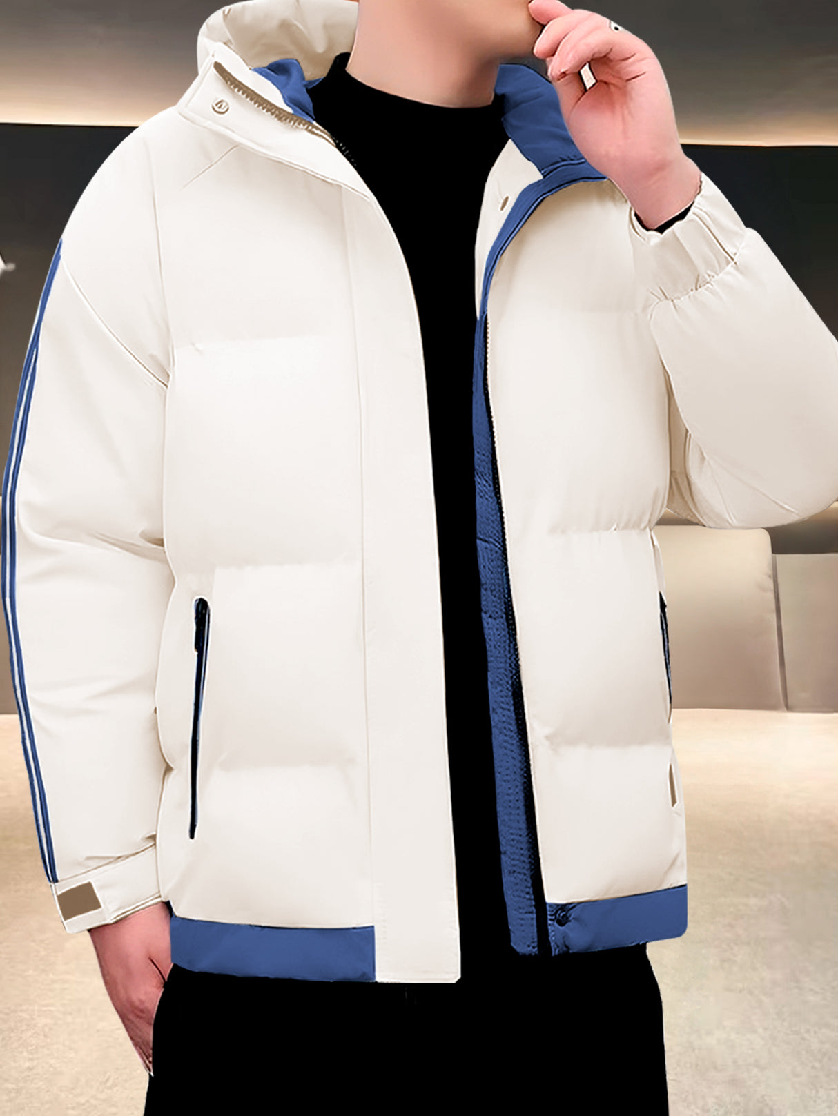 Chamarra para Hombre Impermeable de Invierno, Moderna, Cierre con Capucha, Estilo Casual, Cálida.