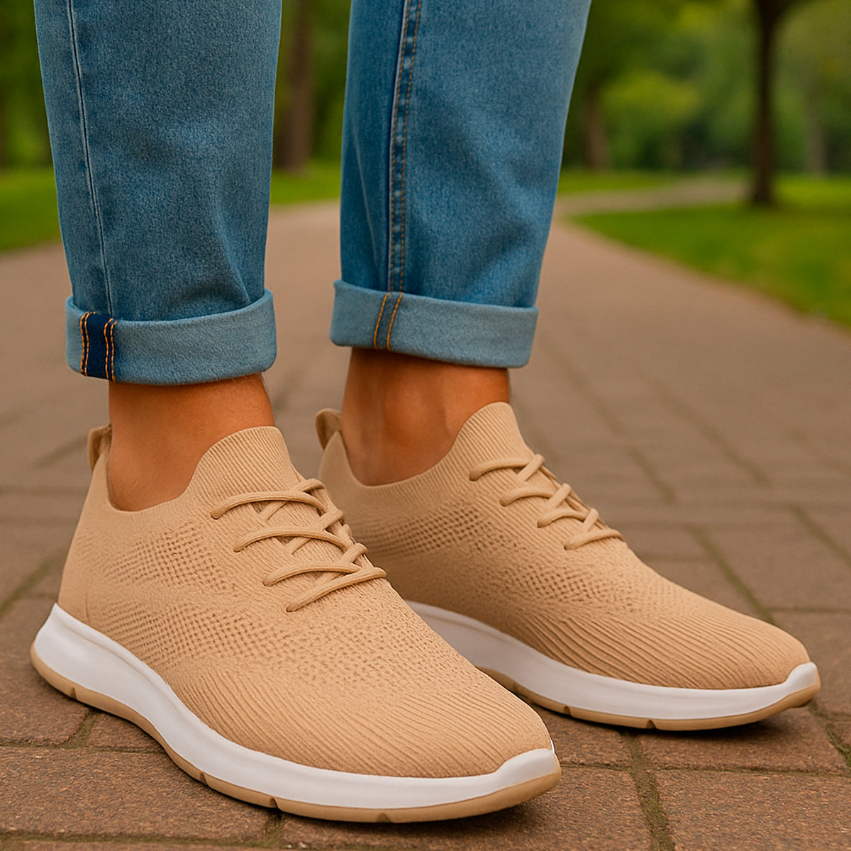 Tenis para hombre casuales con un diseño de tela para correr con punta con agujeta clásica, suela antideslizante Zapatilla para hombre cómodo transpirable ideal para el uso diario