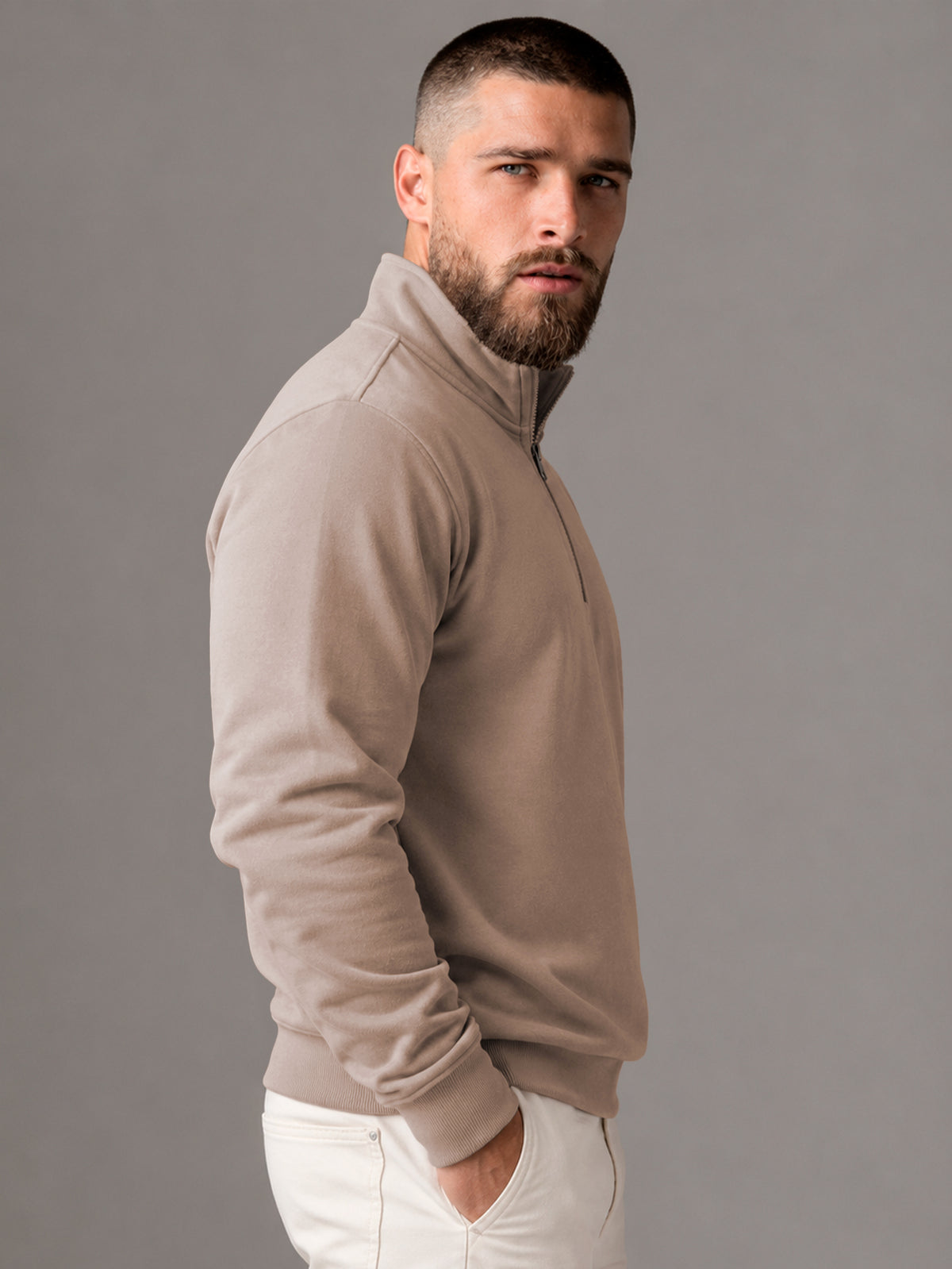 Sudadera Para Hombre Con Media Cierro en Cuello