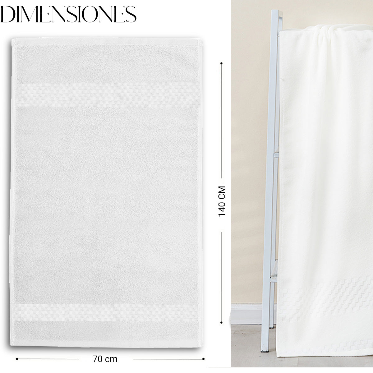 Toalla De Baño Grande Completo 100% Algodón Suave