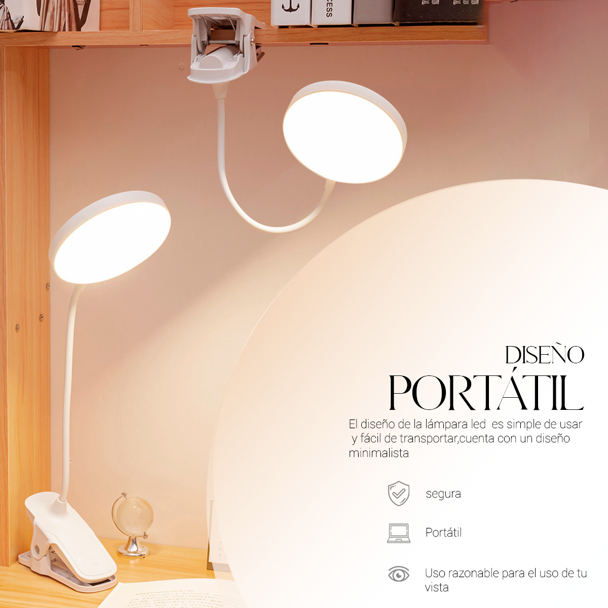 Lámpara Led Recargable Soporte Para Celular