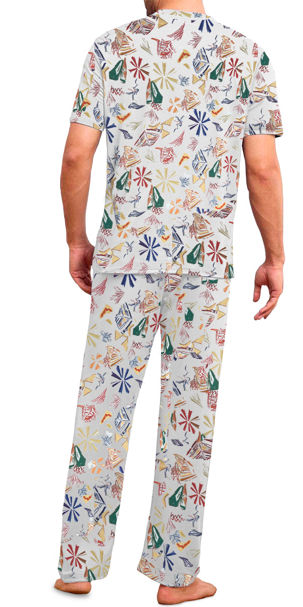Conjunto de Pijama Para Hombre Elegante Camisa Pantalon Comodo para Dormir