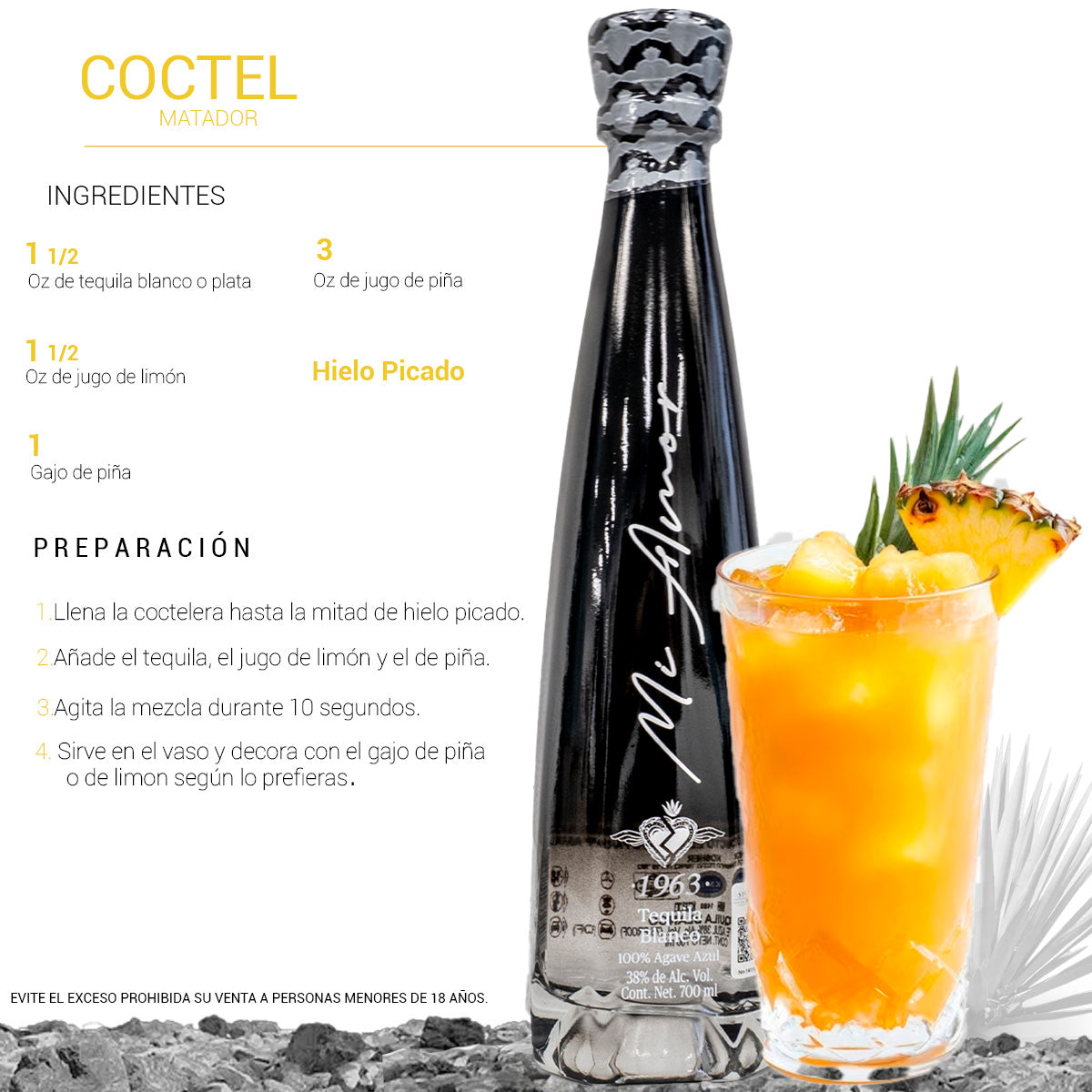 Tequila Especial Blanco Cristalino Mi Amor 700ml